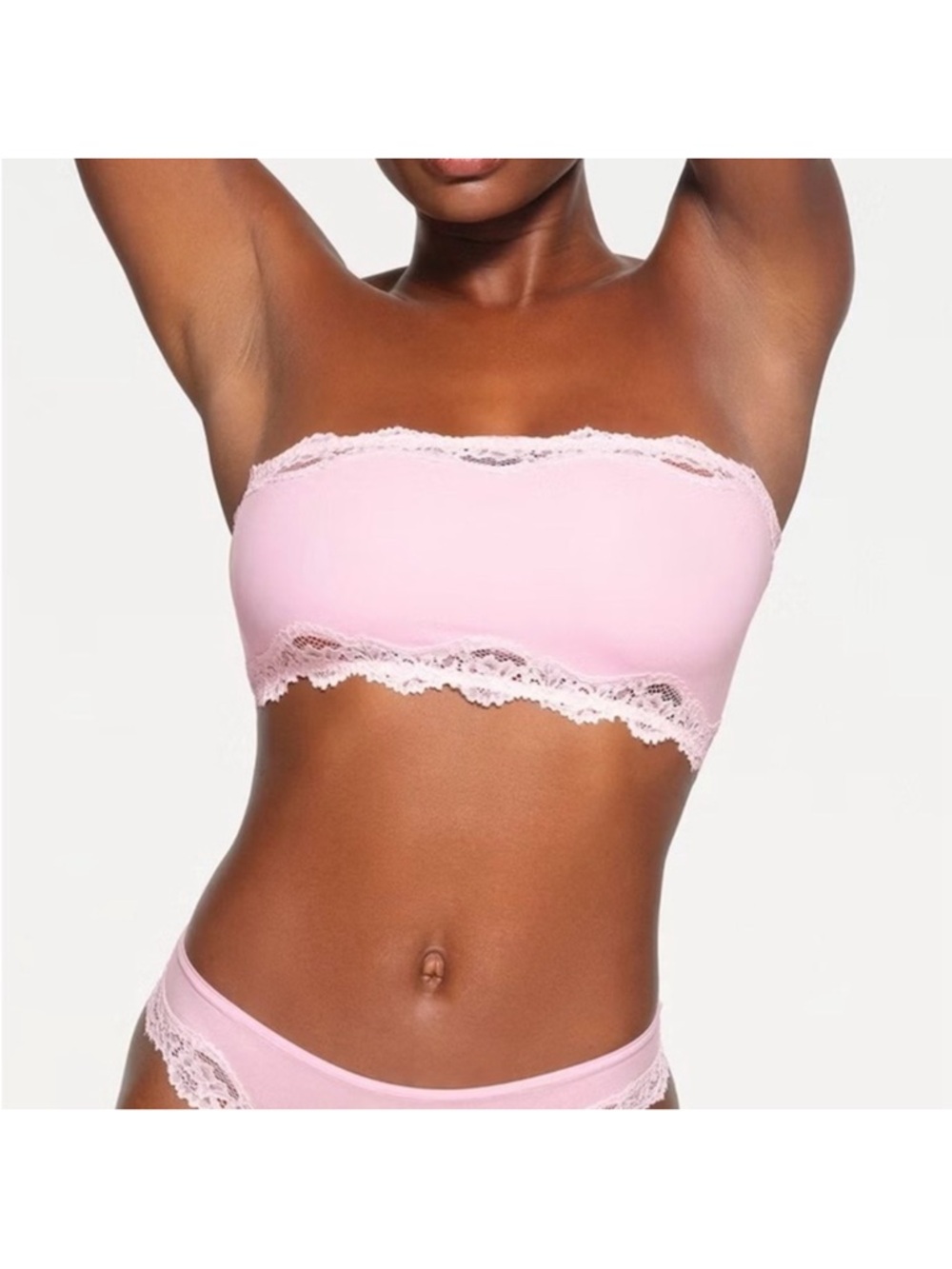 Skims Strapless Lace-Trim Bandeau Cherry blossom